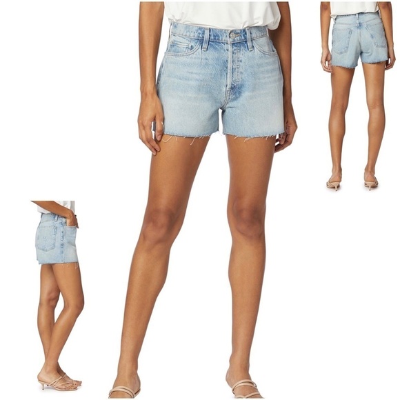 NWT HUDSON High Rise Light Wash Raw Hem Relaxed Fit Denim Jean Shorts - Picture 1 of 15